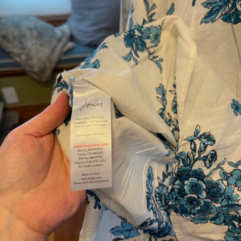 Blue floral Joules button down shirt - Picture 5 of 6